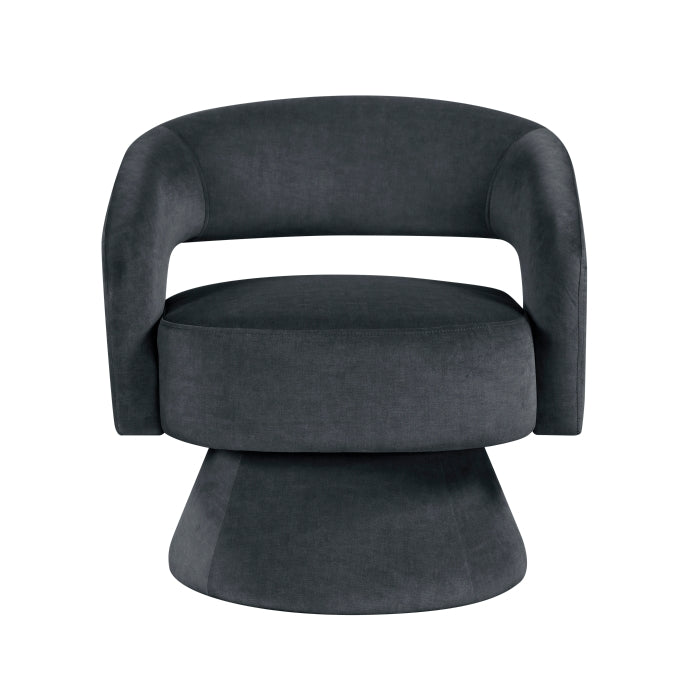 Lavon Dark Gray Velvet Swivel Chair