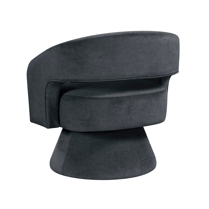 Lavon Dark Gray Velvet Swivel Chair