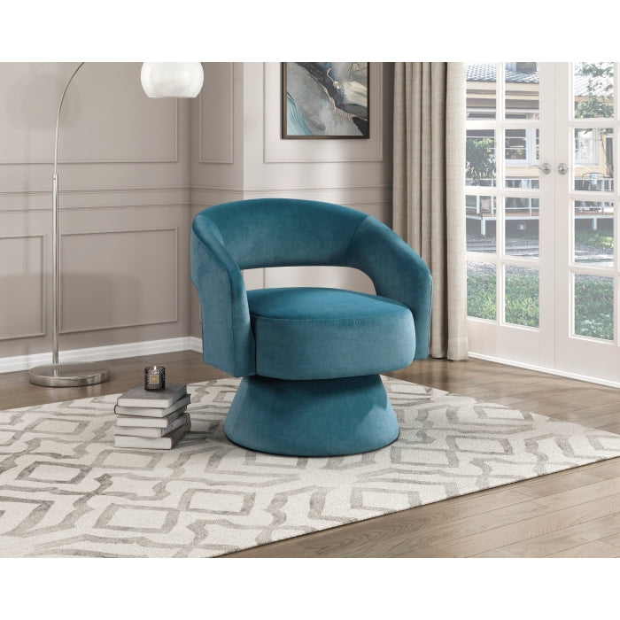 Lavon Dark Teal Velvet Swivel Chair