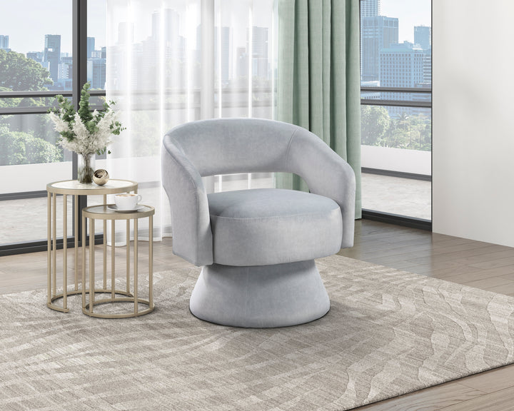 Lavon Gray Velvet Swivel Chair