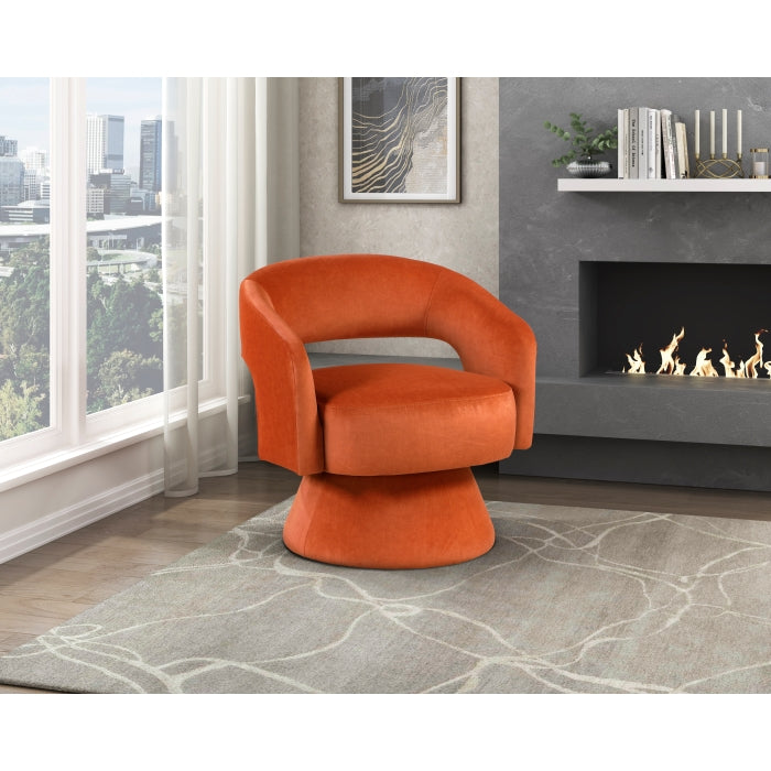Lavon Orange Velvet Swivel Chair