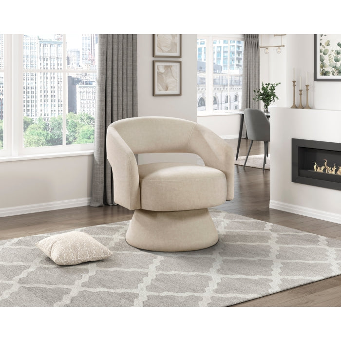 Lavon Taupe Velvet Swivel Chair