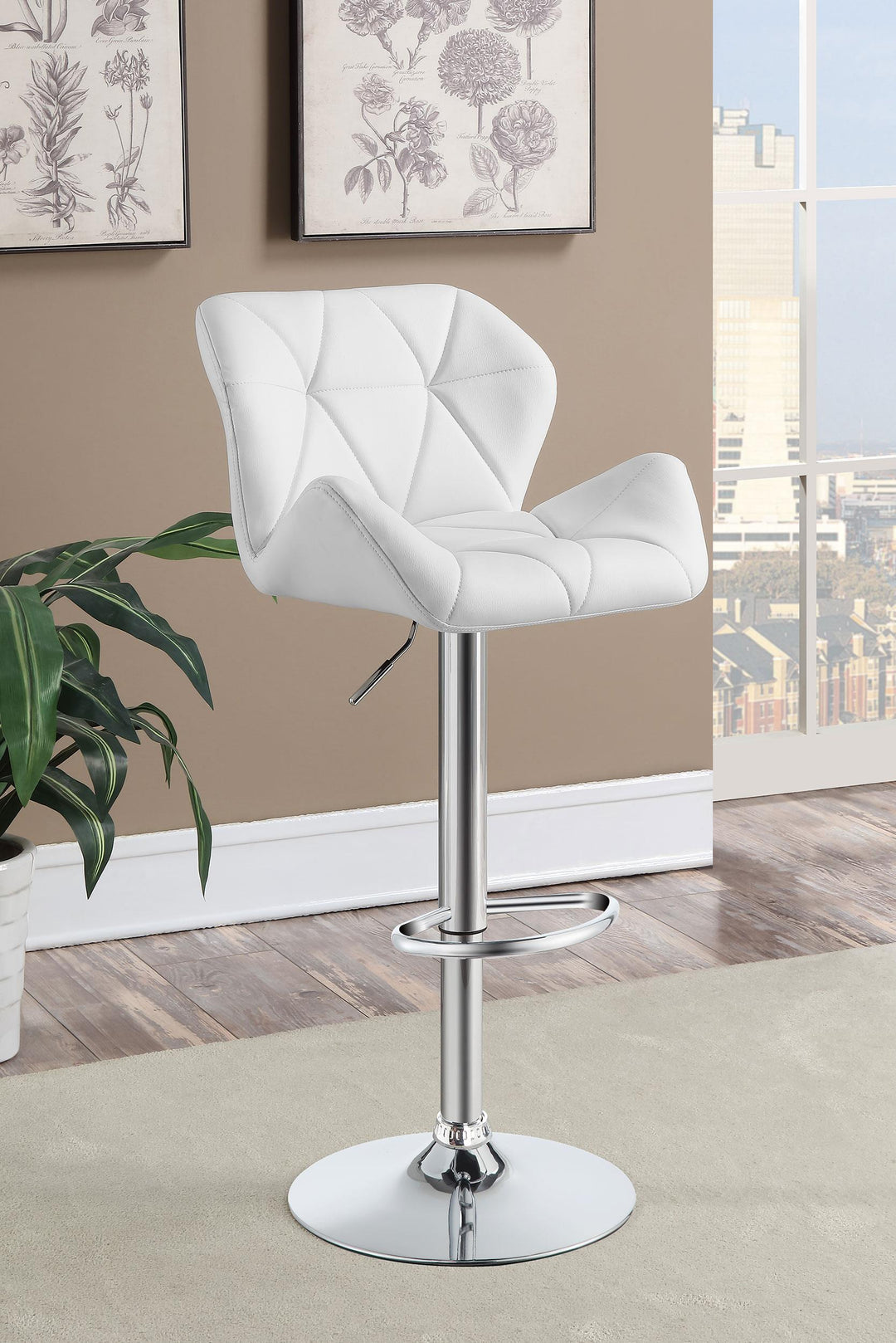 Coaster Furniture 100424 Berrington Upholstered Adjustable Bar Stool White