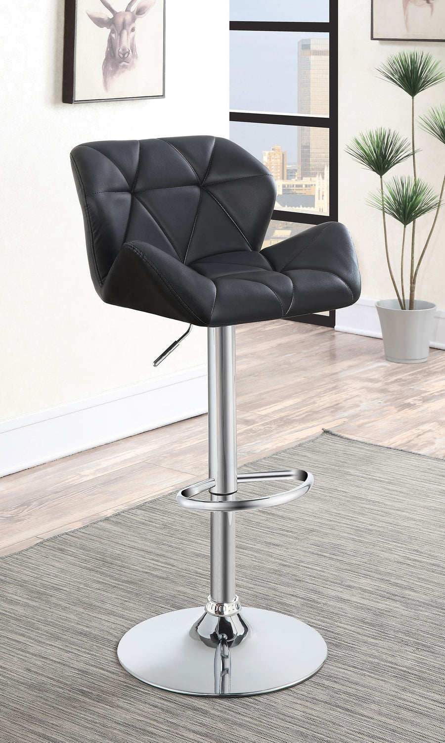 Coaster Furniture 100425 Berrington Upholstered Adjustable Bar Stool Black