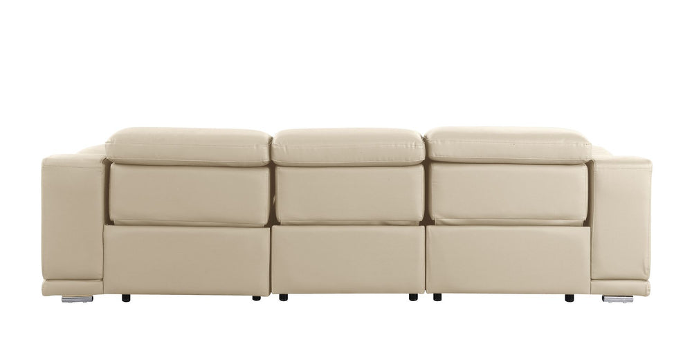 DivanItalia 9762 3-Piece Modular Power Reclining Sofa with 3 Power Recliners in Top Grain Italian Leather - Beige