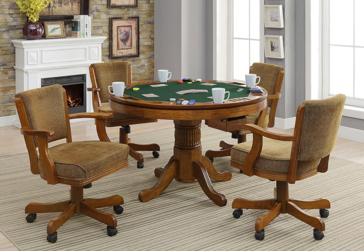 Coaster Furniture 100951-S5 Mitchell 5-Piece 3-in-1 Dining and Game Table Set Amber