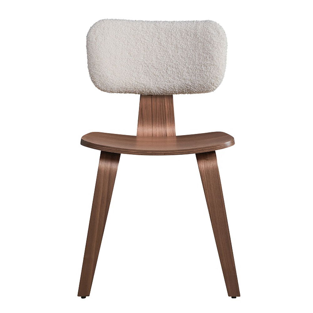 Casson - Side Chair Set of 2) - White Boucle & Walnut