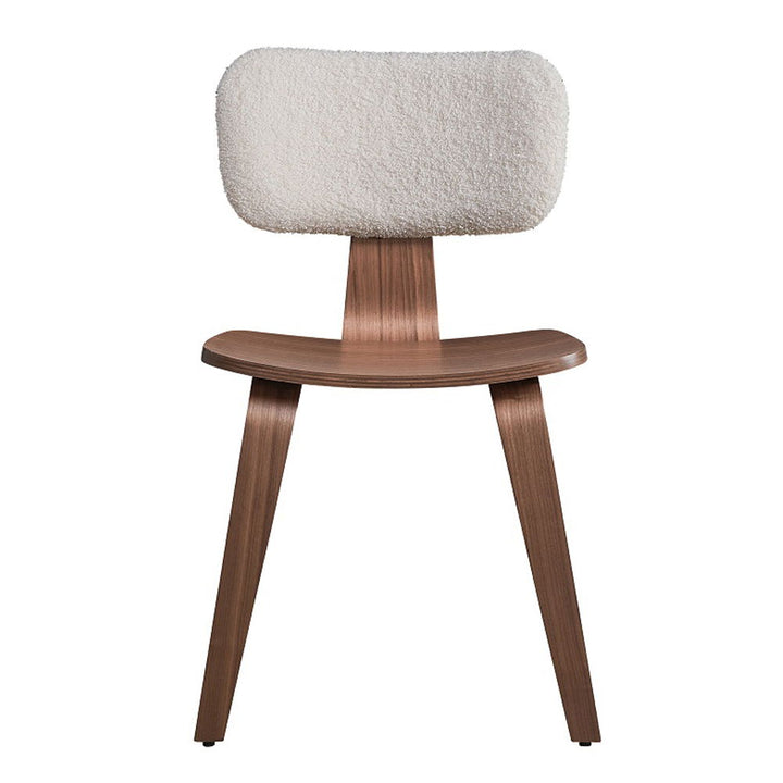 Casson - Side Chair Set of 2) - White Boucle & Walnut