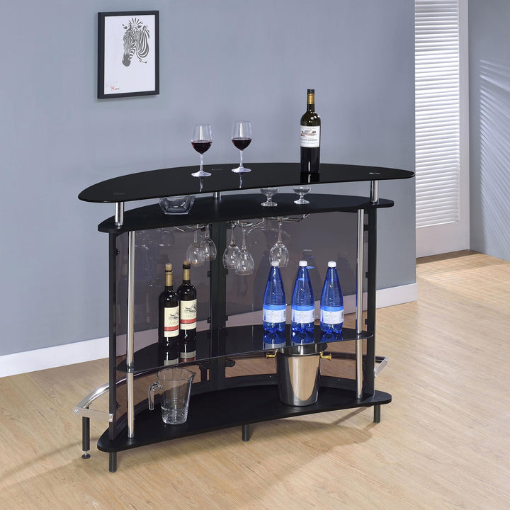 Coaster Furniture 101065 Amarillo Freestanding Glass Top Home Bar Wine Cabinet Black
