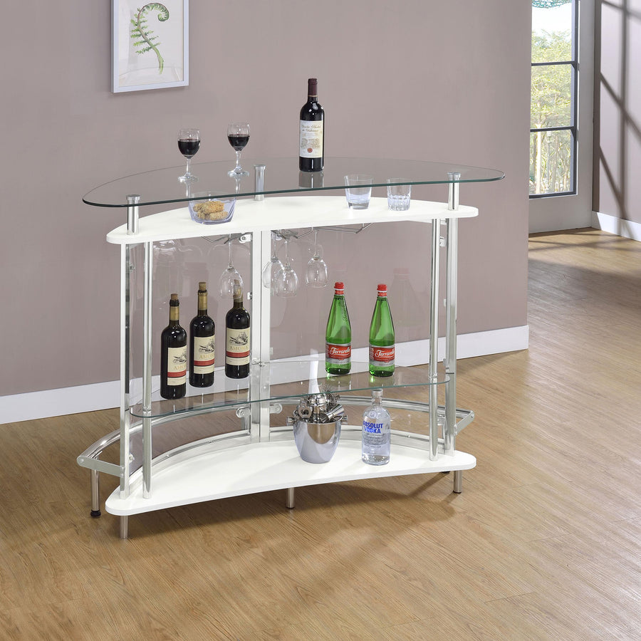 Coaster Furniture 101066 Amarillo Freestanding Glass Top Home Bar Wine Cabinet White