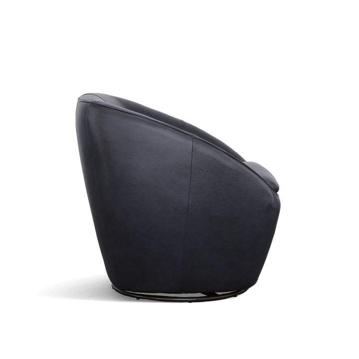 Wade Leather Swivel Chair in Midnight
