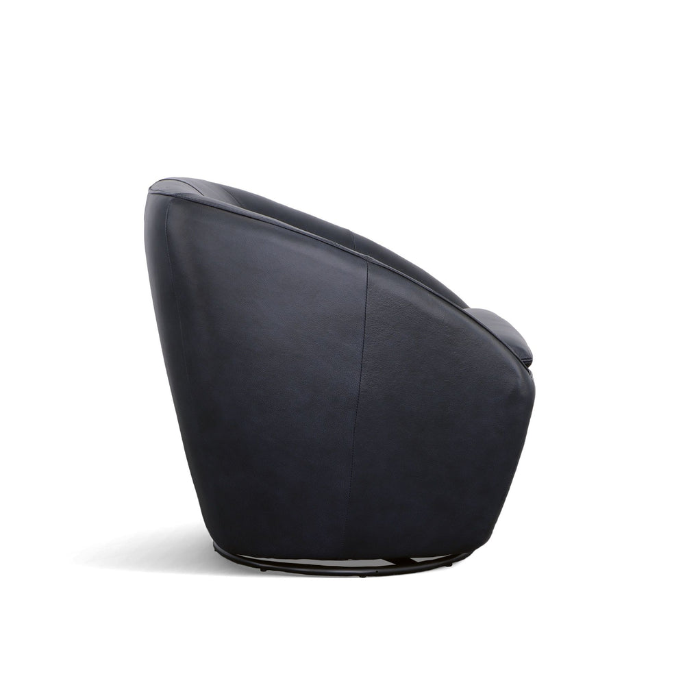 Wade Leather Swivel Chair in Midnight