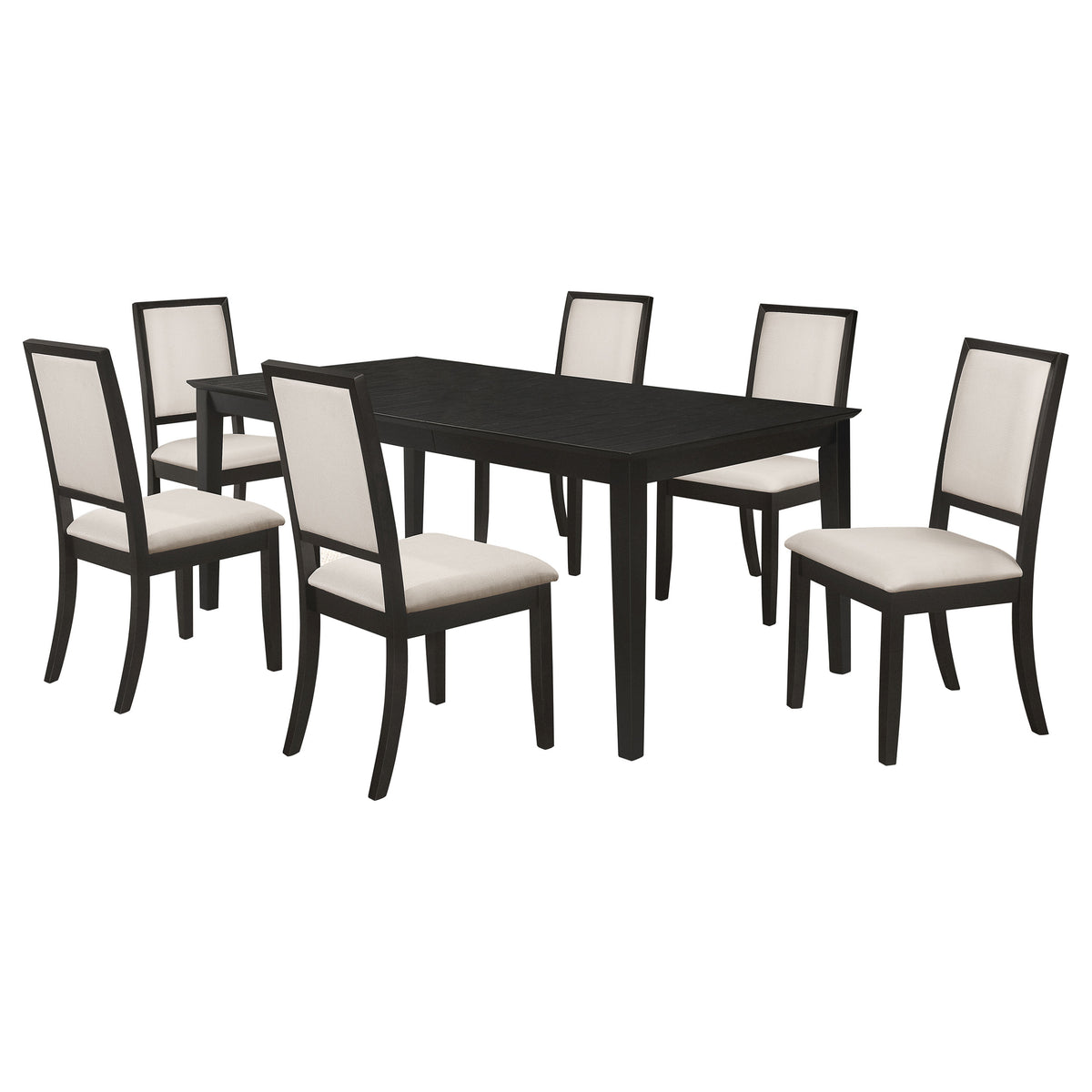 Louise - 7 Piece Rectangular Extension Leaf Dining Set - Black
