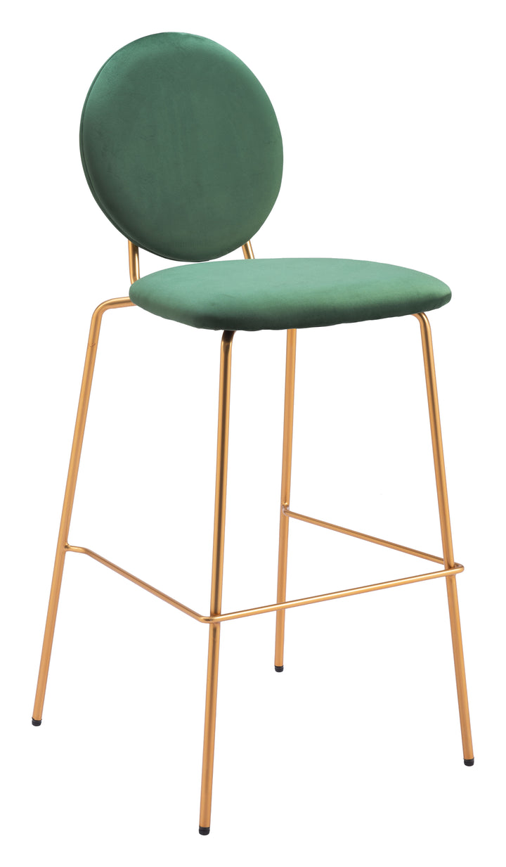 Zuo Modern 109806 Odessa Barstool (Set of 2) Green & Gold