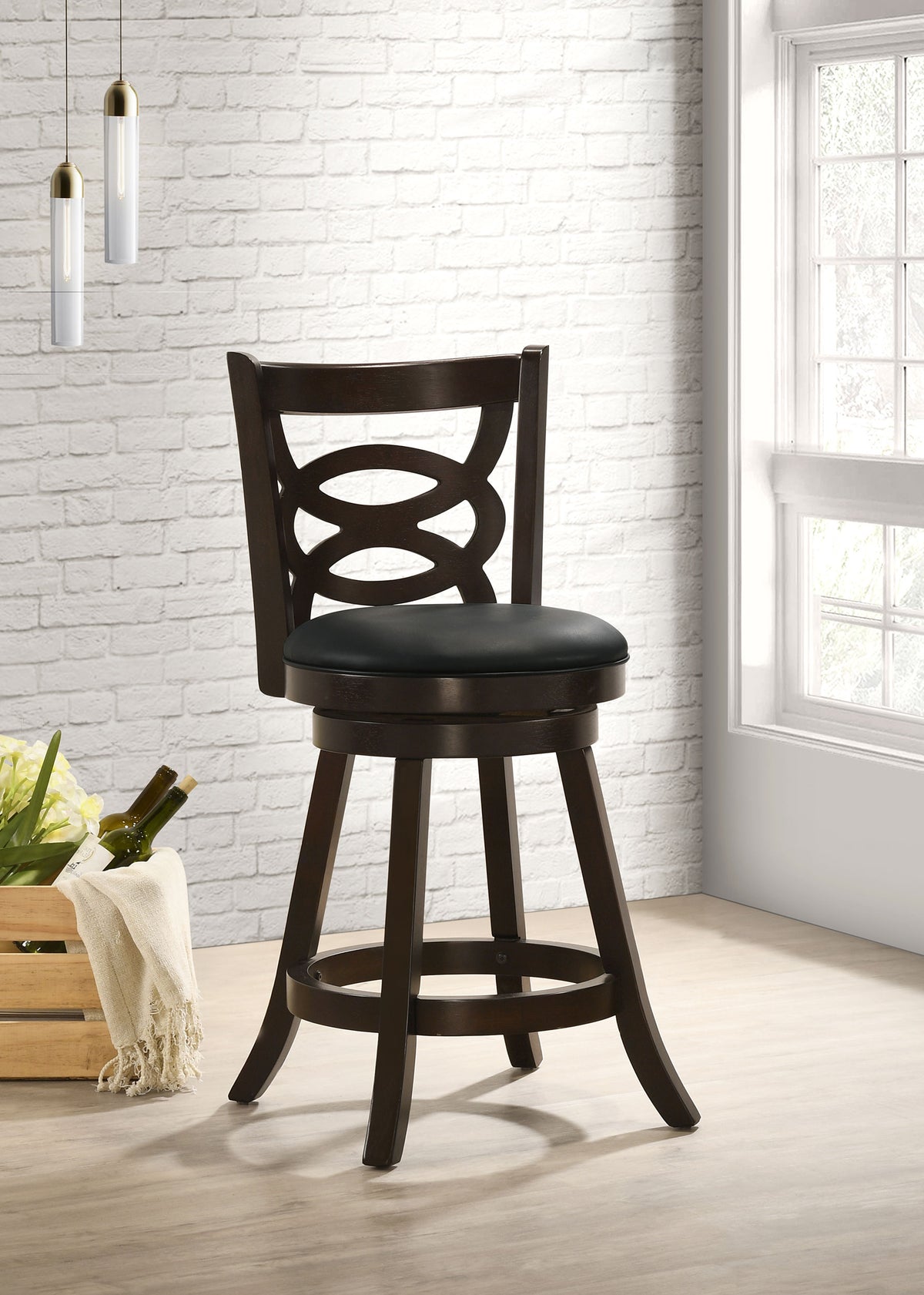 Calecita - Wood Swivel Counter Stool (Set of 2) - Cappuccino