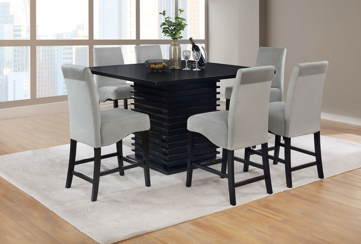 Stanton - 7 Piece Square Counter Height Dining Table Set - Gray