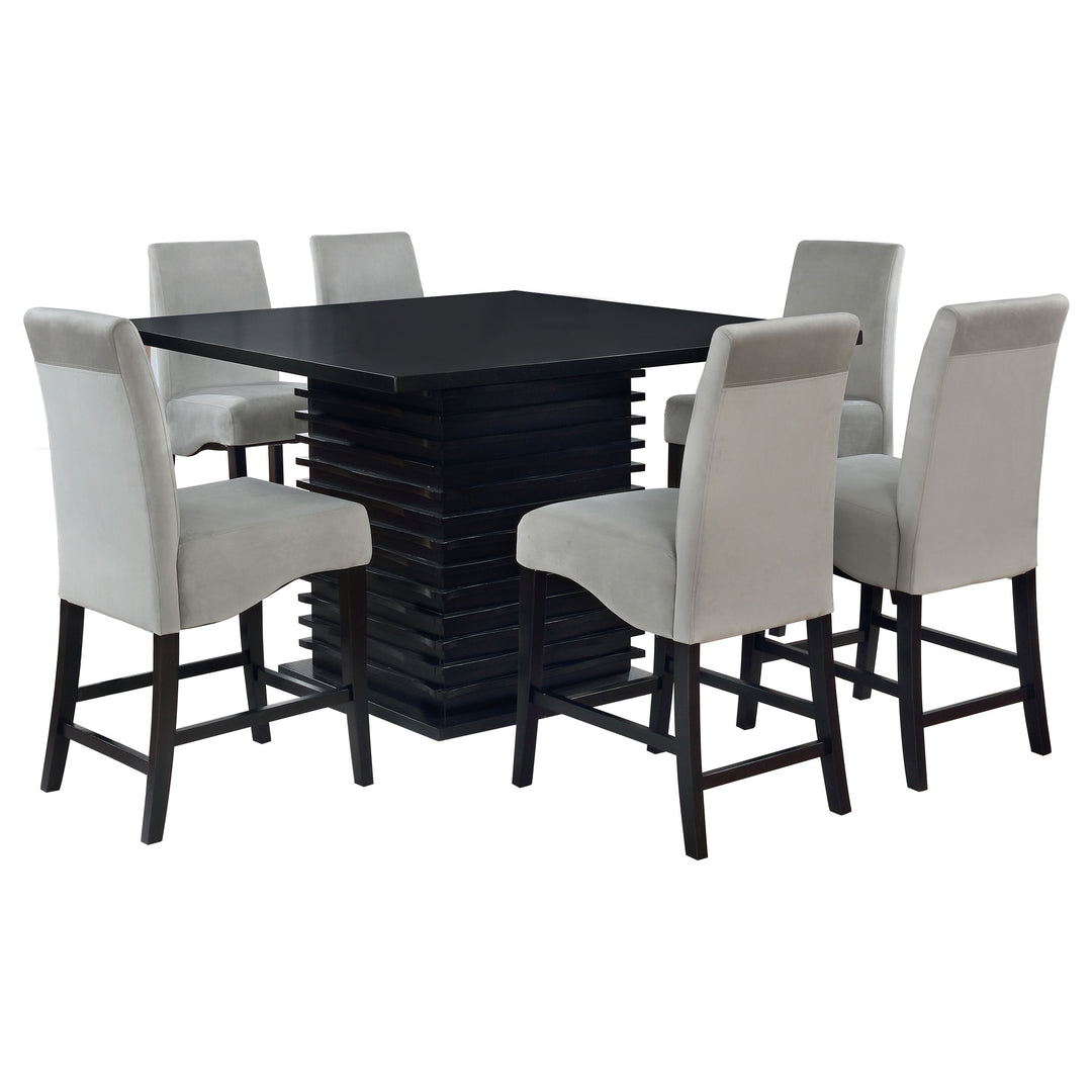 Stanton - 7 Piece Square Counter Height Dining Table Set - Gray