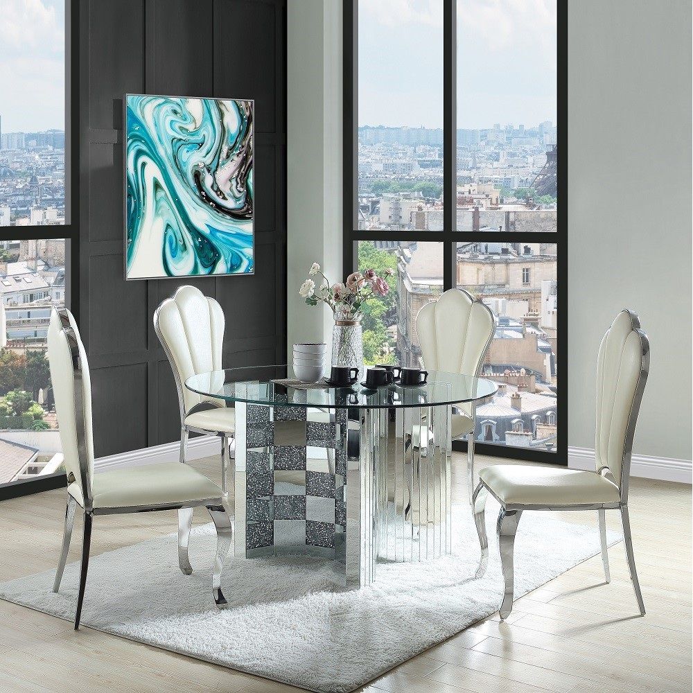 Cyrene - Synthetic Leather Side Chair Set of 2) - Beige