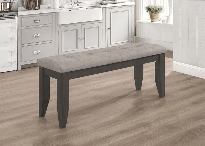 Dalila - Fabric Upholstered Wood Dining Bench - Dark Gray