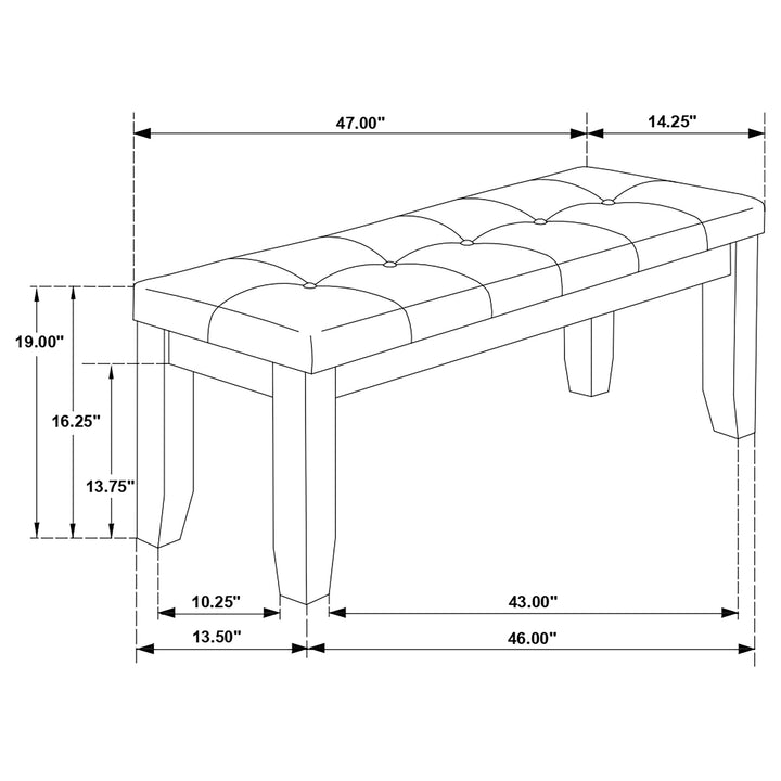 Dalila - Fabric Upholstered Wood Dining Bench - Dark Gray