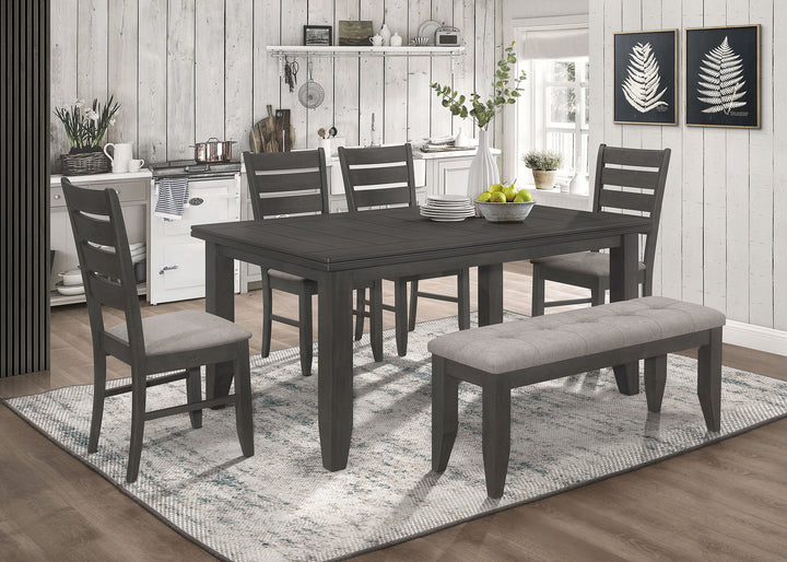 Dalila - Fabric Upholstered Wood Dining Bench - Dark Gray