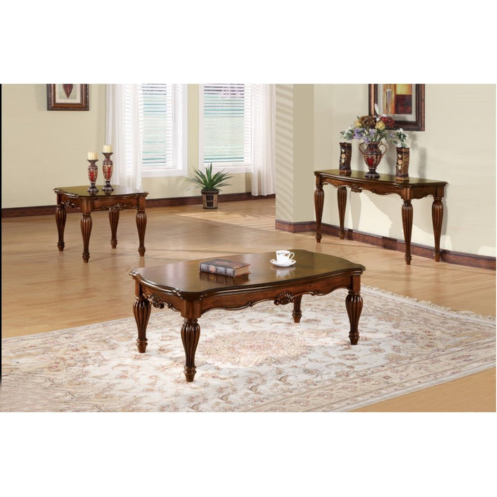 Dreena Sofa Table in Cherry Finish - lifestyle