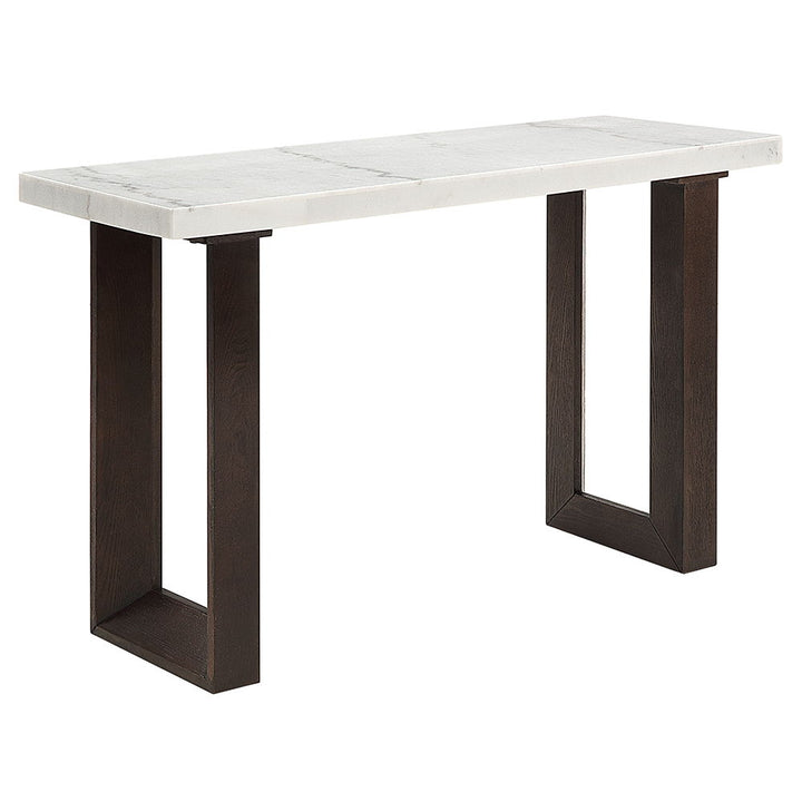 Edwyn - Sofa Table With Marble Top - White Natural Marble Top & Brown