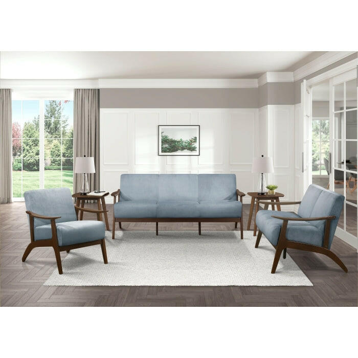 Carlson Blue Grey Velvet Accent Living Room Set