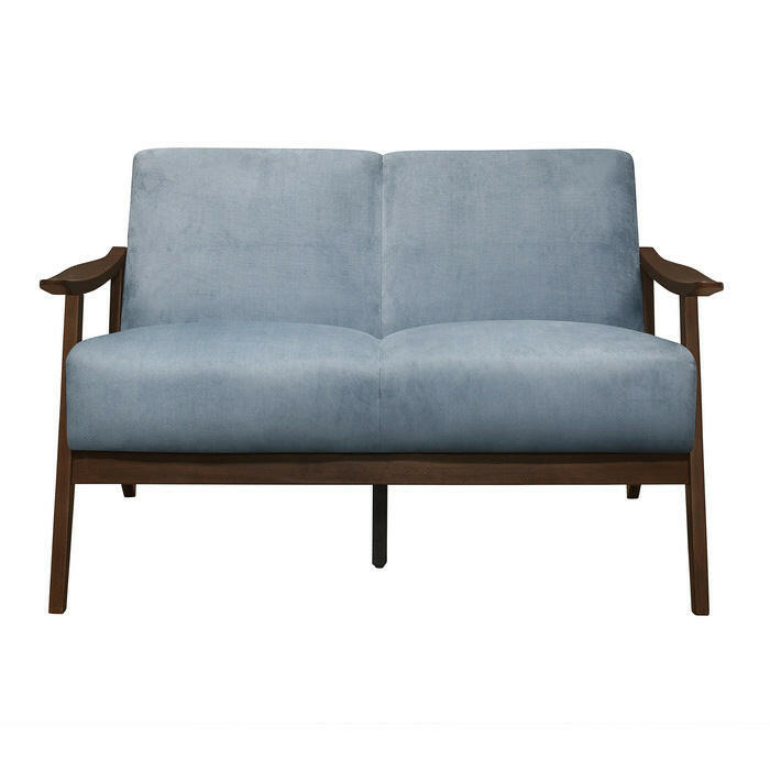 Carlson Blue Grey Velvet Loveseat