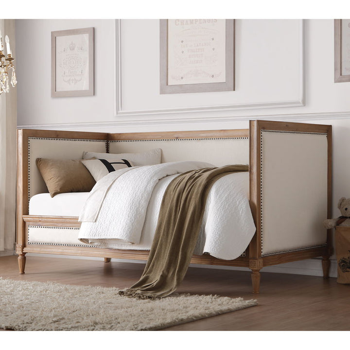 Charlton - Twin Daybed - Cream Linen & Salvage Oak