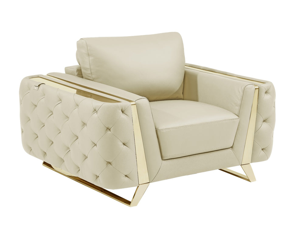 DivanItalia 1050 3-Piece Sofa Set in Top-Grain Italian Leather - Beige