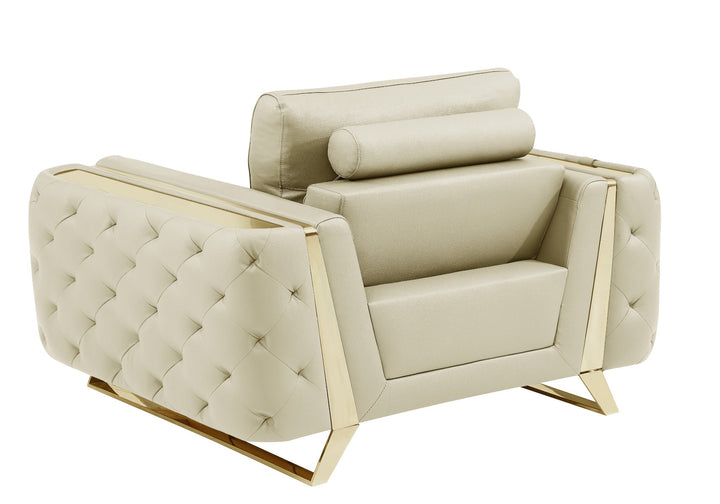DivanItalia 1050 3-Piece Sofa Set in Top-Grain Italian Leather - Beige