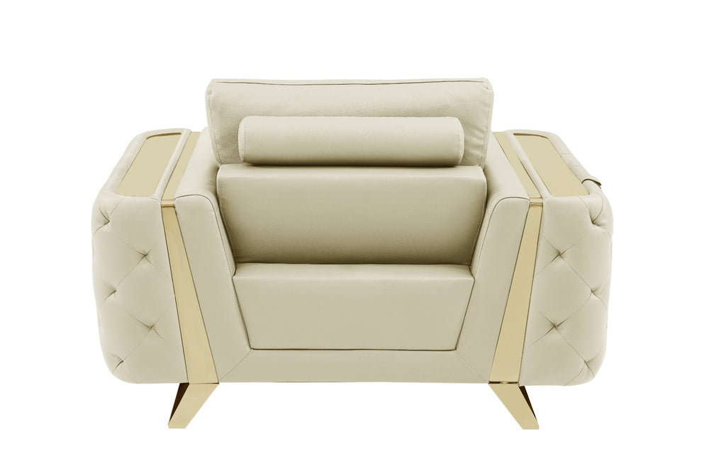DivanItalia 1050 3-Piece Sofa Set in Top-Grain Italian Leather - Beige
