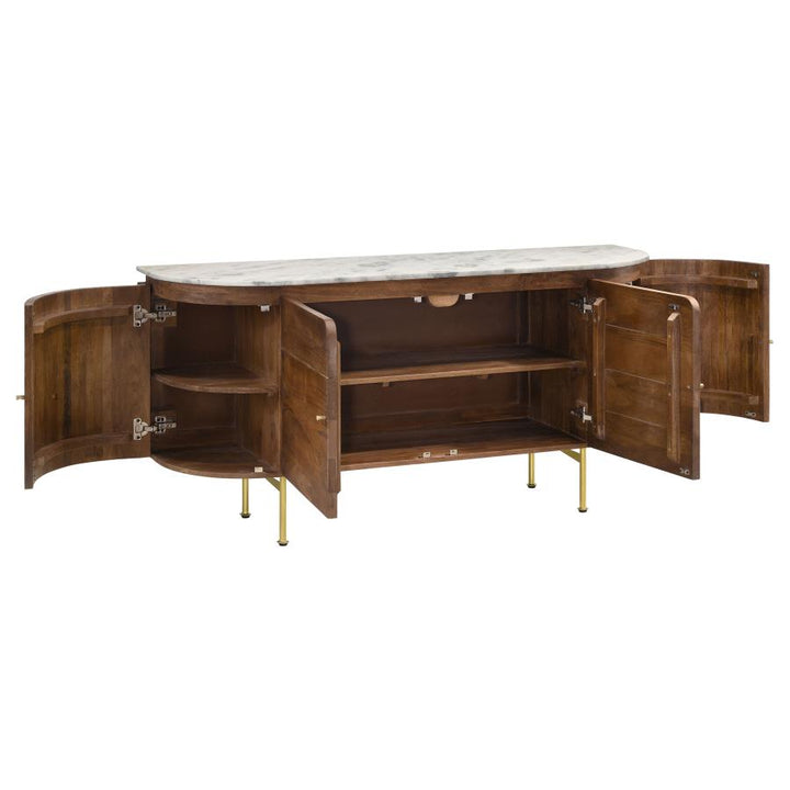 Ortega 4-Door Marble Top Sideboard Buffet Cabinet in Natural