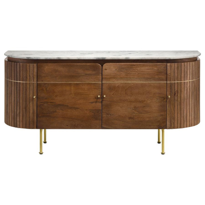 Ortega 4-Door Marble Top Sideboard Buffet Cabinet in Natural