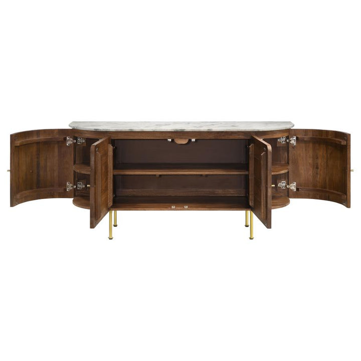 Ortega 4-Door Marble Top Sideboard Buffet Cabinet in Natural