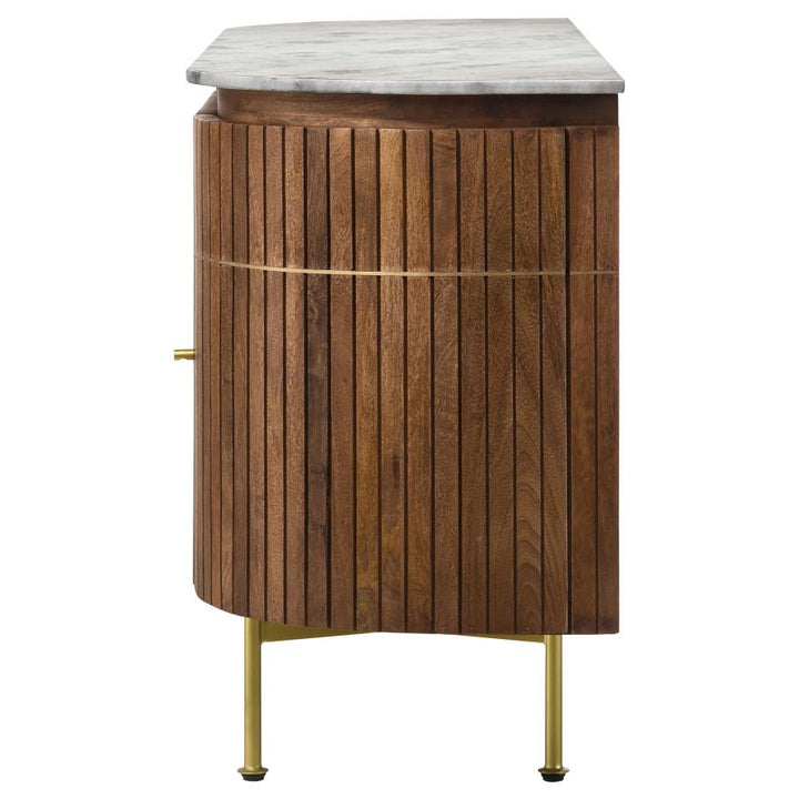 Ortega 4-Door Marble Top Sideboard Buffet Cabinet in Natural