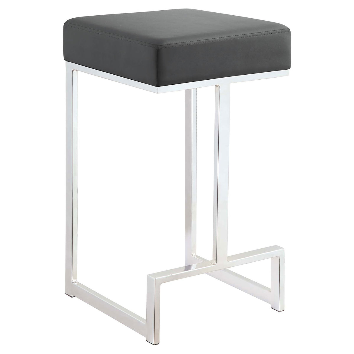 Gervase - Square Counter Height Stool - Gray And Chrome