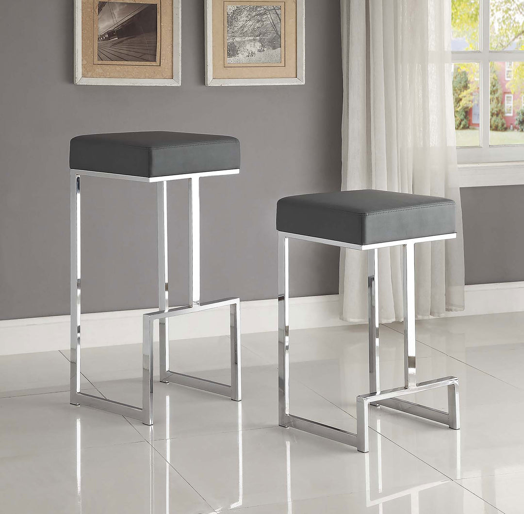 Gervase - Square Counter Height Stool - Gray And Chrome