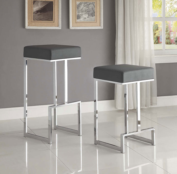 Gervase - Square Counter Height Stool - Gray And Chrome
