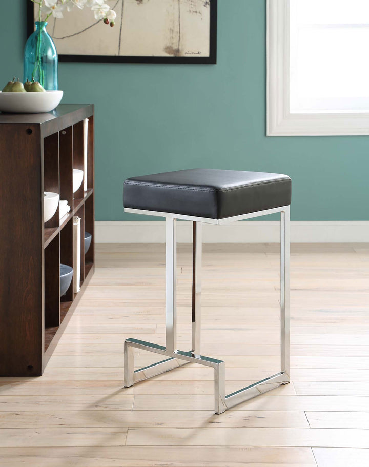 Gervase - Square Counter Height Stool - Black And Chrome