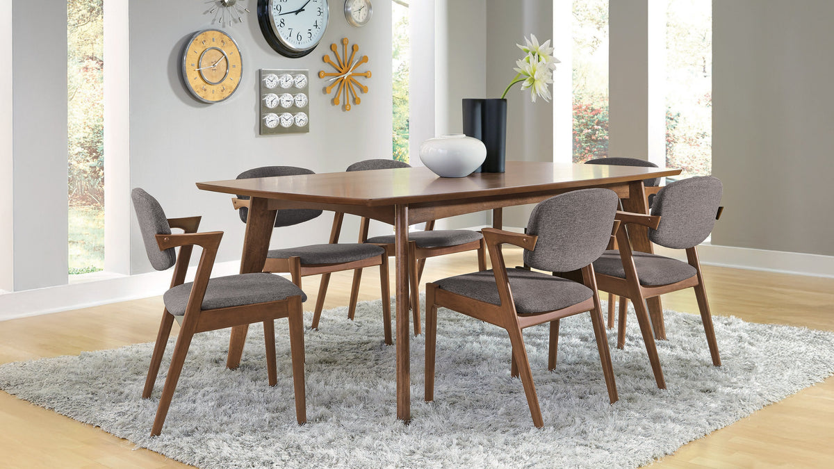 Malone - 7 Piece Rectangular Dining Table Set - Dark Walnut
