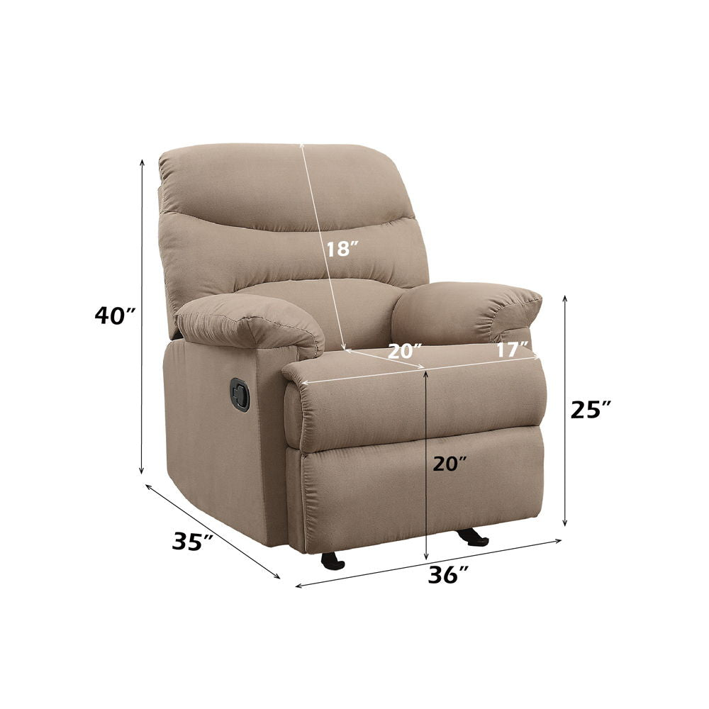 Arcadia - Motion Glider Recliner - Light Brown Microfiber