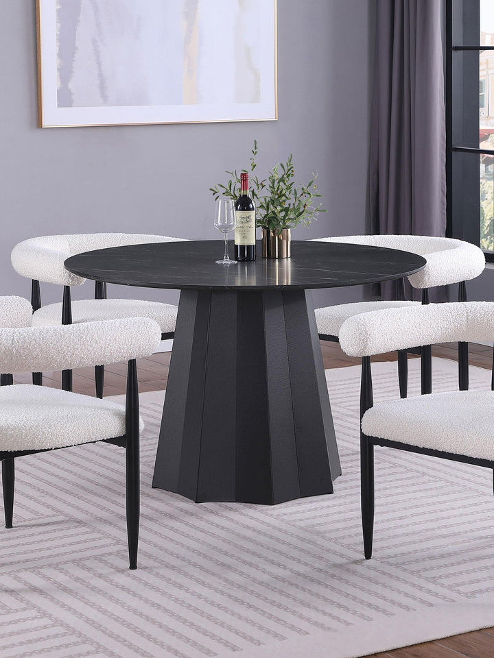 coaster-furniture-105780-camden-round-48-inch-faux-marble-top-dining-table-black