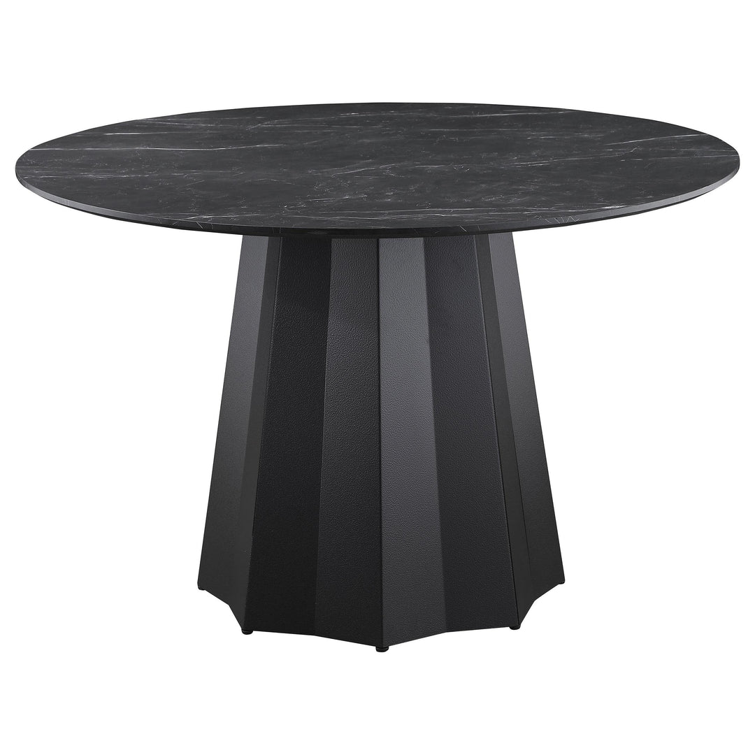 Coaster Furniture 105780 Camden Round 48-inch Faux Marble Top Dining Table Black