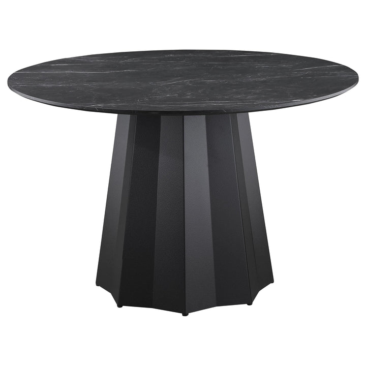 Coaster Furniture 105780 Camden Round 48-inch Faux Marble Top Dining Table Black