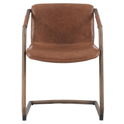 Indy Faux Leather Dining Arm Chair Rubbed Gold Frame