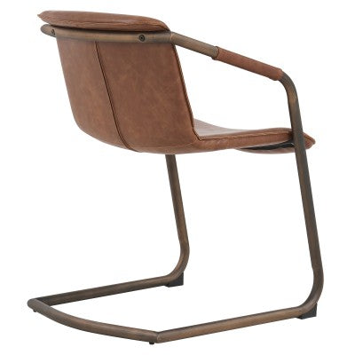 Indy Faux Leather Dining Arm Chair Rubbed Gold Frame