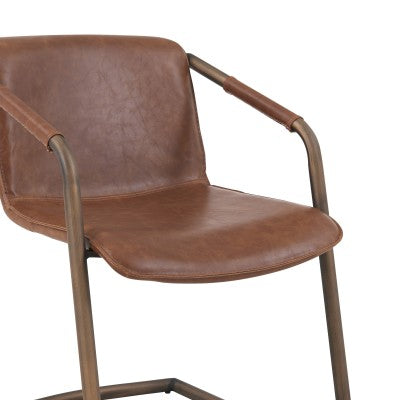 Indy Faux Leather Dining Arm Chair Rubbed Gold Frame