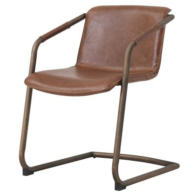 Indy Faux Leather Dining Arm Chair Rubbed Gold Frame